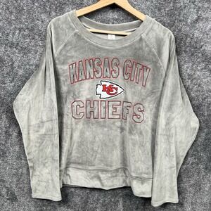 Kansas City Chiefs NFL Team Women's Large Sleepwear Lounge Top Fleece Gray Red